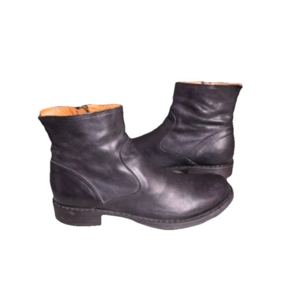 Fiorentini + Baker Ankle Boots‎ Men's Size 38 Black Leather Side Zipper Gothic